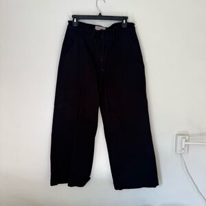 Everlane Black Wide-Leg Regular  Cropped Pants Trousers Size 8